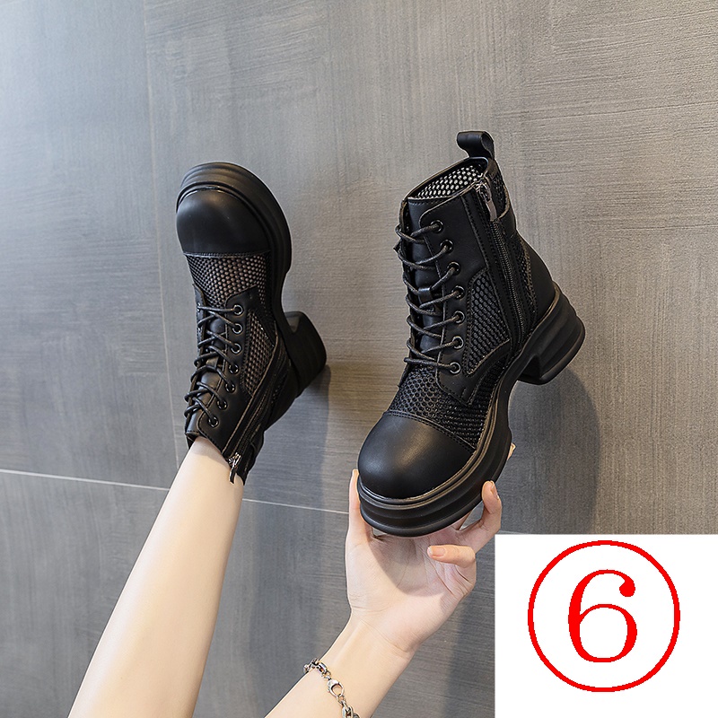 Giày Bốt Martin Phối Lưới Thoáng Khí Đế Dày Phong Cách Mới 2023