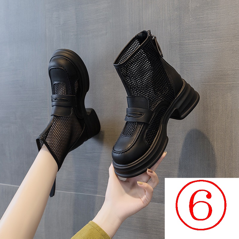 Giày Bốt Martin Phối Lưới Thoáng Khí Đế Mềm Thời Trang Mùa Hè 2023