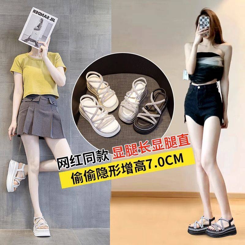 Dép Xăng Đan Đế Dày Tăng Chiều Cao Thời Trang Mùa Hè 2023 Cho Nữ