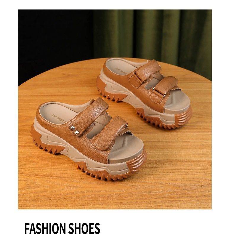 Dép Da Đế Dày Thời Trang Mùa Hè Dành Cho Nữ