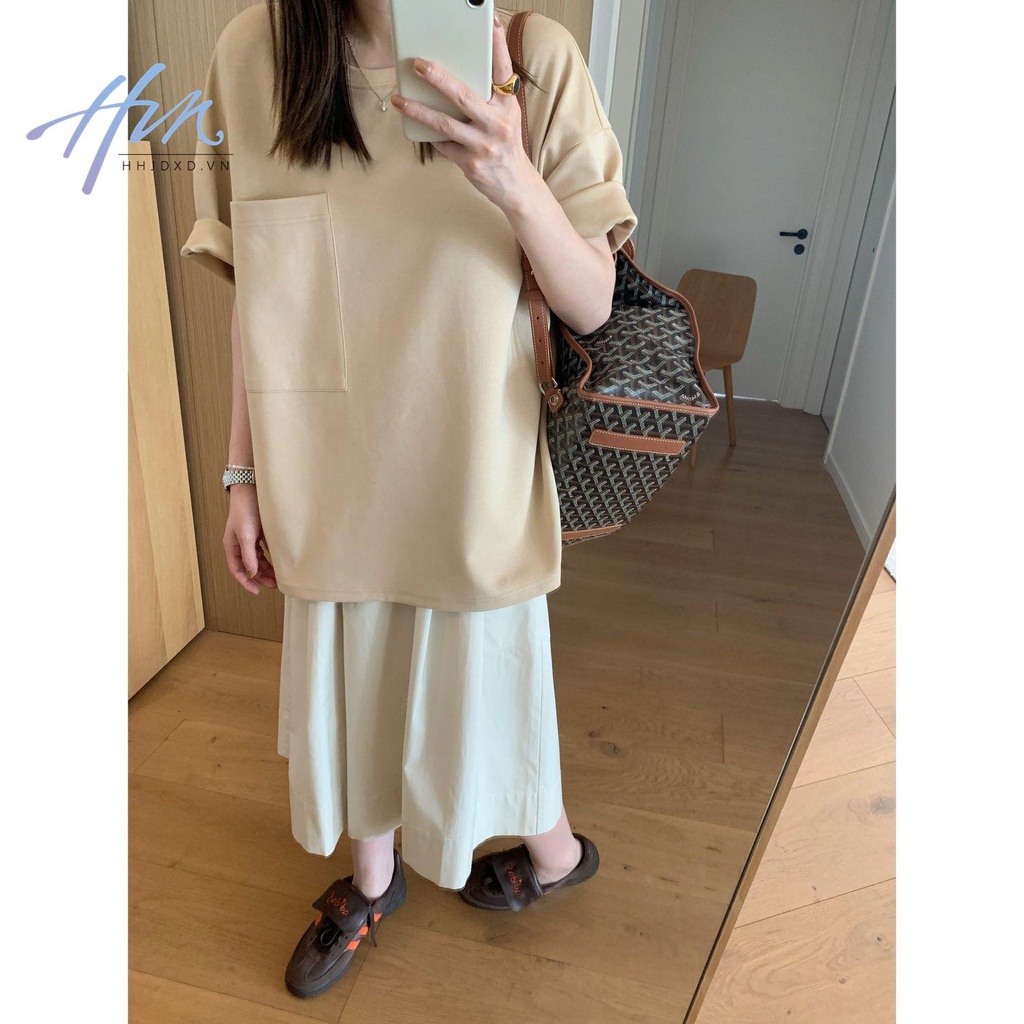 Quần Culottes Lưng Cao Ống Rộng Có Túi Lớn Phong Cách Nhật Bản Thời Trang Mùa Hè Hàng Mới 2023