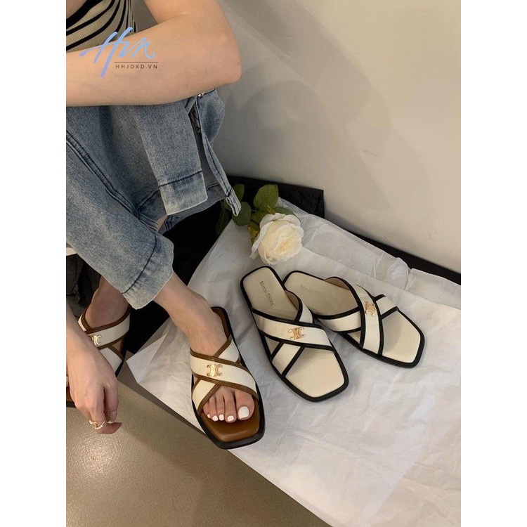 Dép Quai Chéo Đế Bằng Phong Cách Phương Tây Cổ Điển Thời Trang Cho Nữ