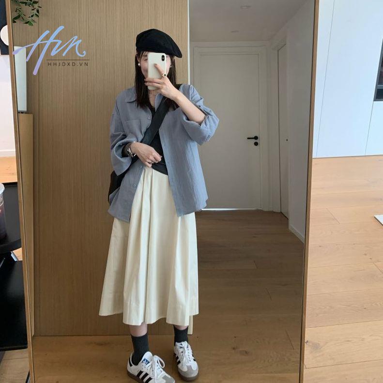 Quần Culottes Lưng Cao Ống Rộng Có Túi Lớn Phong Cách Nhật Bản Thời Trang Mùa Hè Hàng Mới 2023