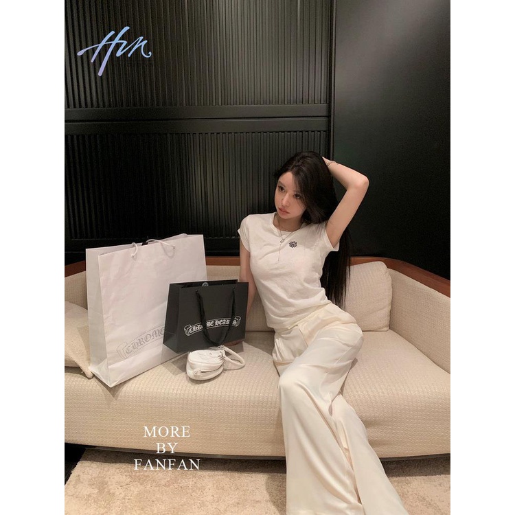 Quần Satin Bóng Ống Thẳng Eo Cao Thời Trang Cho Nữ