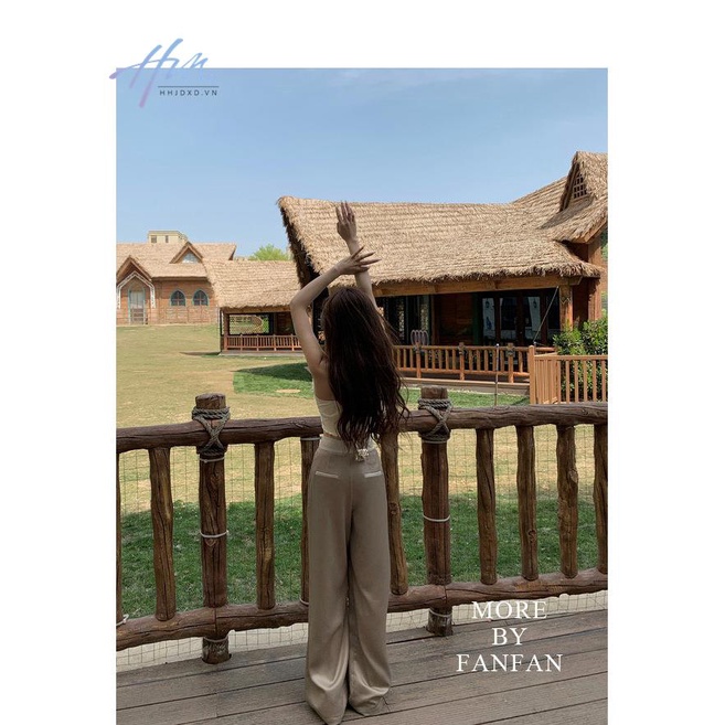 Quần Satin Bóng Ống Thẳng Eo Cao Thời Trang Cho Nữ