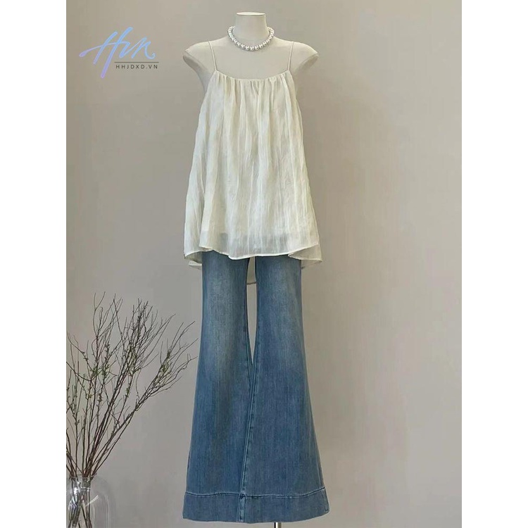 Bộ Áo Quần Jeans Lưng Cao Phong Cách Hàn Quốc Thời Trang Mùa Hè Hàng Mới 2023 Dành Cho Bạn Nữ