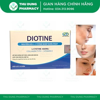 Diotine - Viên uống trắng da, sáng da, cải thiện nám, tàn nhang, đồi mồi, l cystine, kẽm gluconat, collagen, vitamin b5