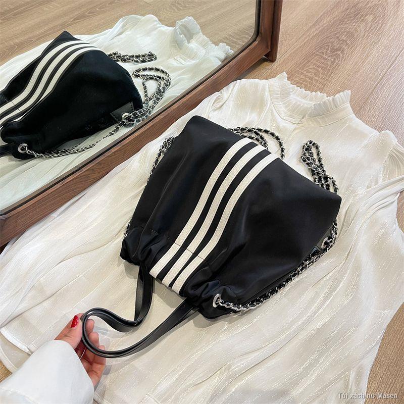 Order👜Túi Đeo Vai Đa Năng Thời Trang Túi Xách Túi Thể Thao Nylon Ba Lô Chuỗi Sọc