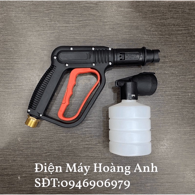 SALE HÈ Súng xịt rửa xe cò đỏ và bình phun bọt tuyết 0,5L cho máy rửa xe áp lực cao ren 22mm/ren 14mm