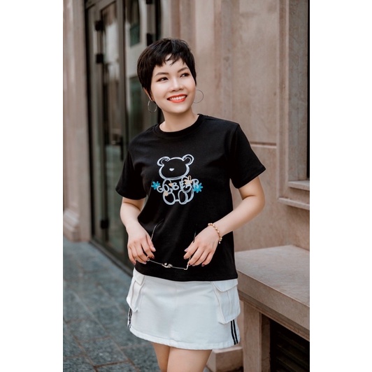 Áo Thun tay Ngắn IN HÌNH GẤU GO BEAR, Kiểu Dáng Đơn Giản xinh Xắn Hình Thật.