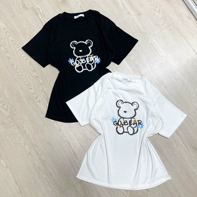 Áo Thun tay Ngắn IN HÌNH GẤU GO BEAR, Kiểu Dáng Đơn Giản xinh Xắn Hình Thật.