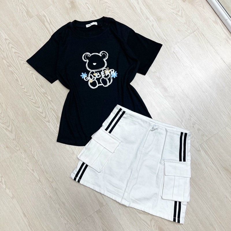 Áo Thun tay Ngắn IN HÌNH GẤU GO BEAR, Kiểu Dáng Đơn Giản xinh Xắn Hình Thật.