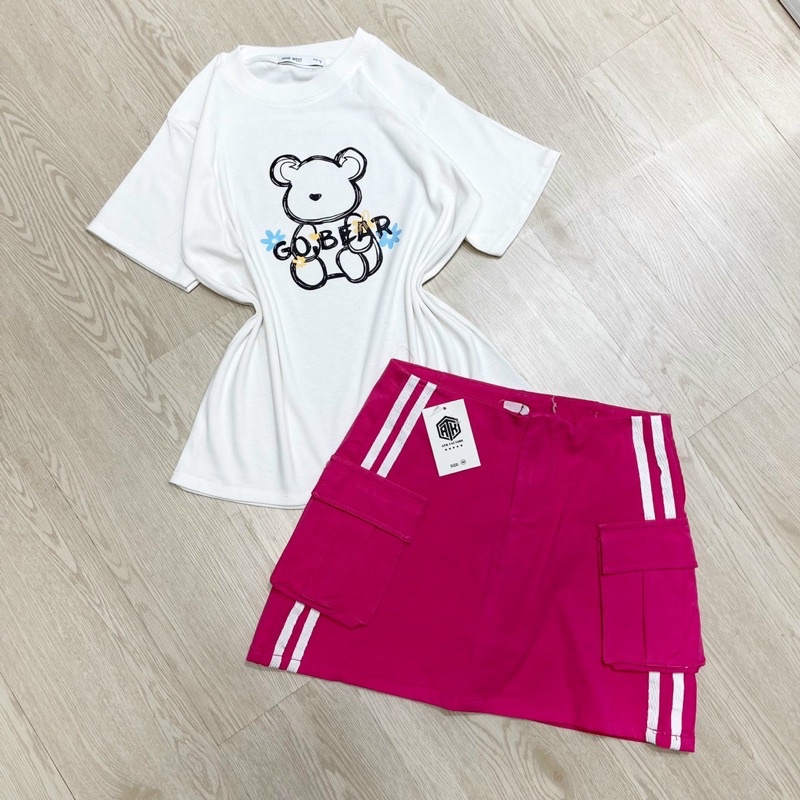 Áo Thun tay Ngắn IN HÌNH GẤU GO BEAR, Kiểu Dáng Đơn Giản xinh Xắn Hình Thật.