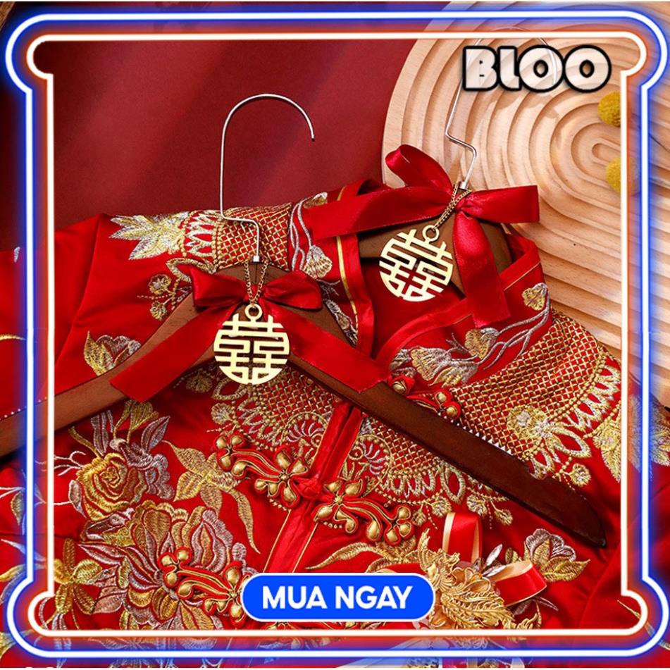 Móc Treo Quần Áo/Đầm Cưới Bằng Gỗ Trơn Chống Trượt Kiểu Retro