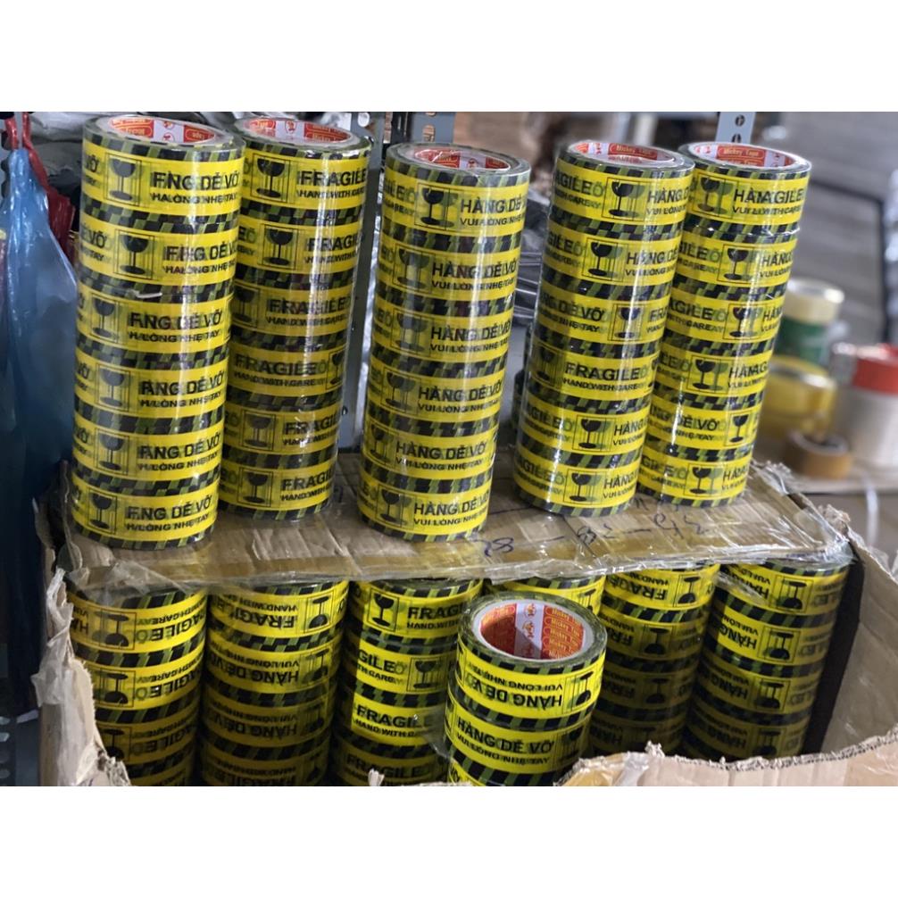 1 Cuộn  Băng Dính Logo (Vàng) In Chữ HÀNG DỄ VỠ XIN NHẸ TAY