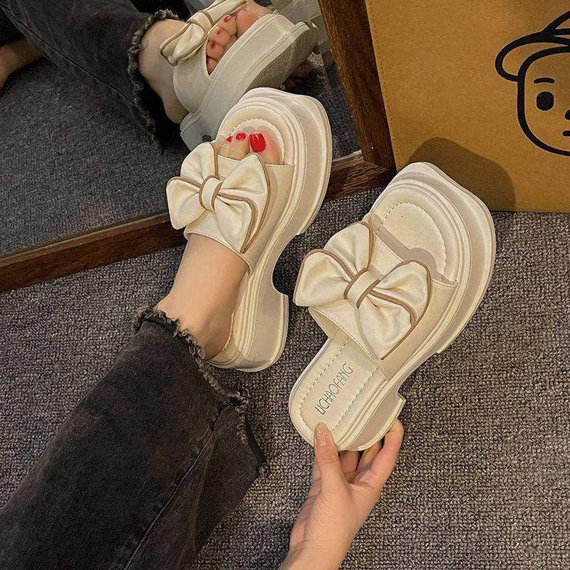 Dép Đế Xuồng Đính Nơ Thời Trang Biển Cho Nữ