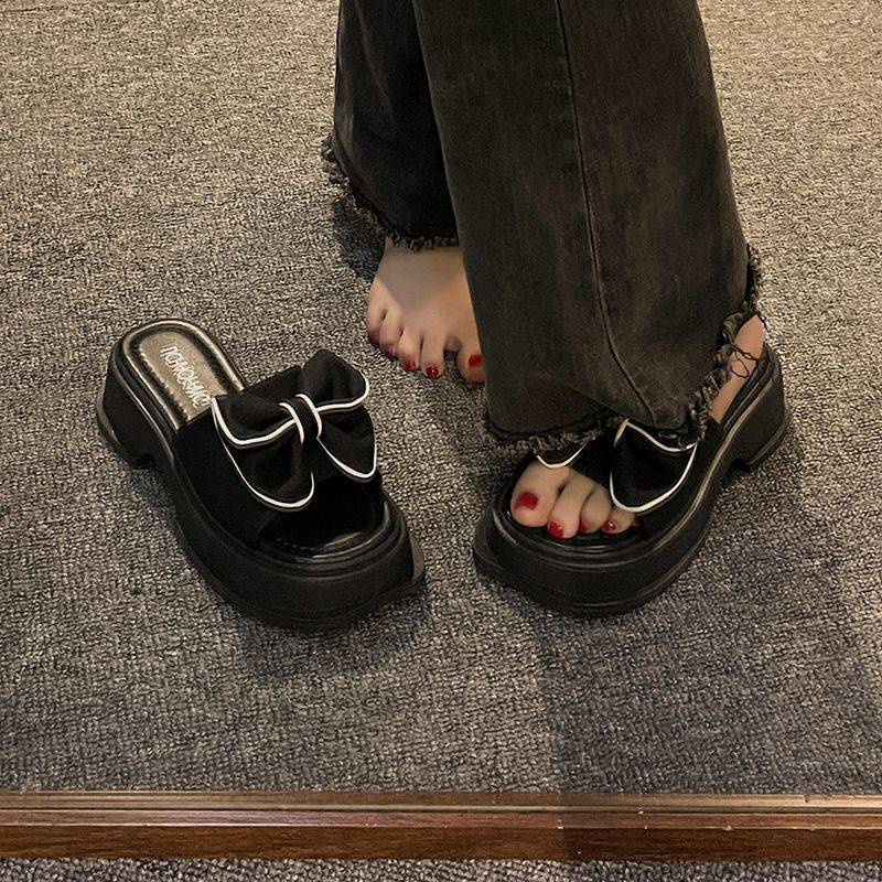 Dép Đế Xuồng Đính Nơ Thời Trang Biển Cho Nữ