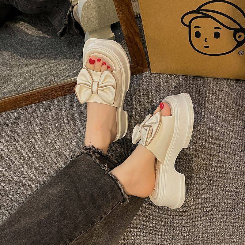 Dép Đế Xuồng Đính Nơ Thời Trang Biển Cho Nữ