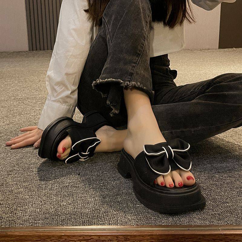 Dép Đế Xuồng Đính Nơ Thời Trang Biển Cho Nữ