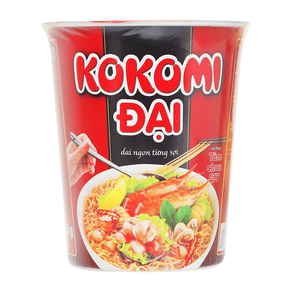 Mì Kokomi Đại Vị Tôm Chua Cay Ly - Thùng 24 Ly x 65g