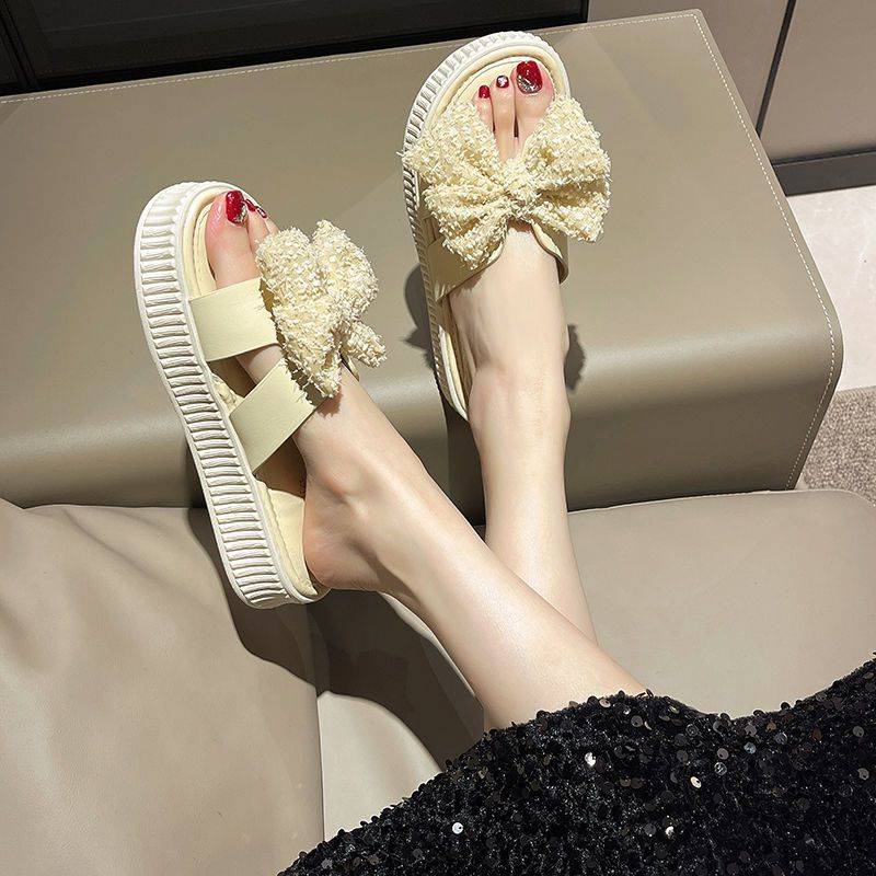 Dép Sandal Đế Dày Đính Nơ Dễ Thương Thời Trang Mùa Hè 2023 Cho Nữ