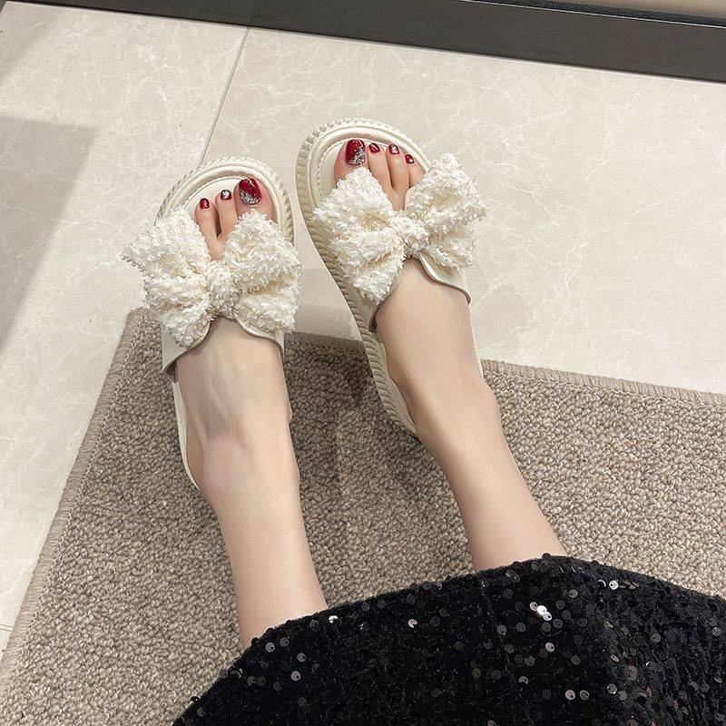 Dép Sandal Đế Dày Đính Nơ Dễ Thương Thời Trang Mùa Hè 2023 Cho Nữ