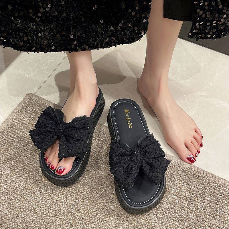 Dép Sandal Đế Dày Đính Nơ Dễ Thương Thời Trang Mùa Hè 2023 Cho Nữ