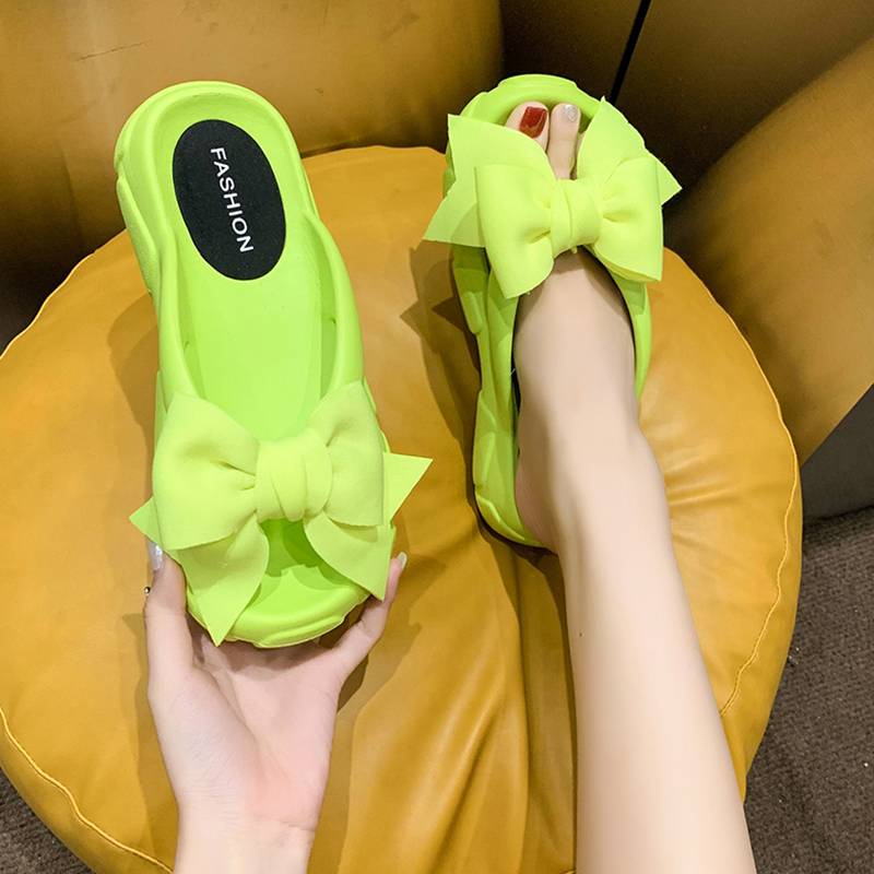 Dép Sandal Đế Dày Đính Nơ To Dễ Thương Thời Trang 2023 Cho Cặp Đôi