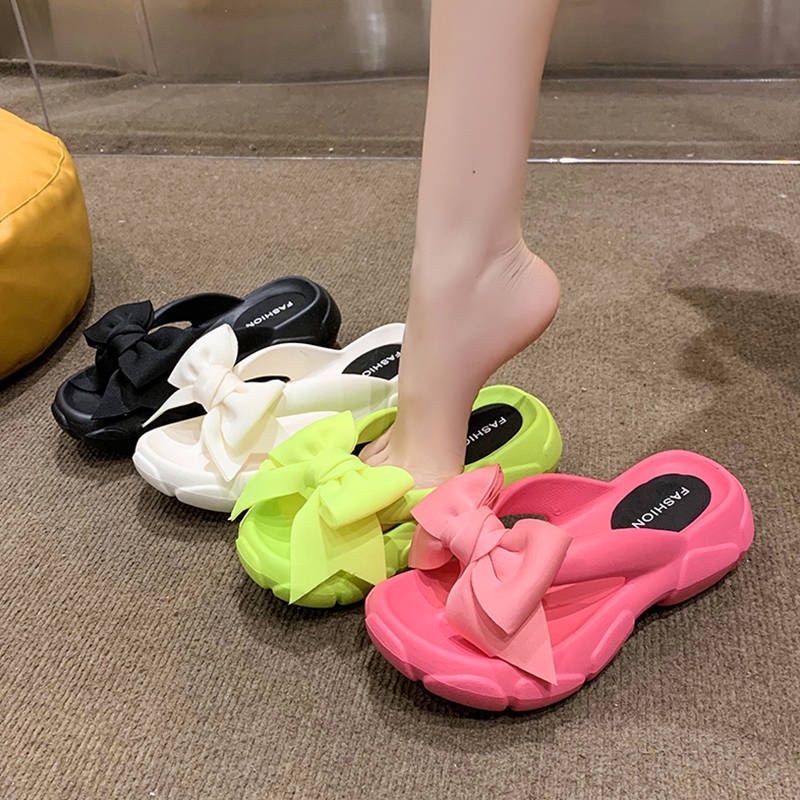 Dép Sandal Đế Dày Đính Nơ To Dễ Thương Thời Trang 2023 Cho Cặp Đôi