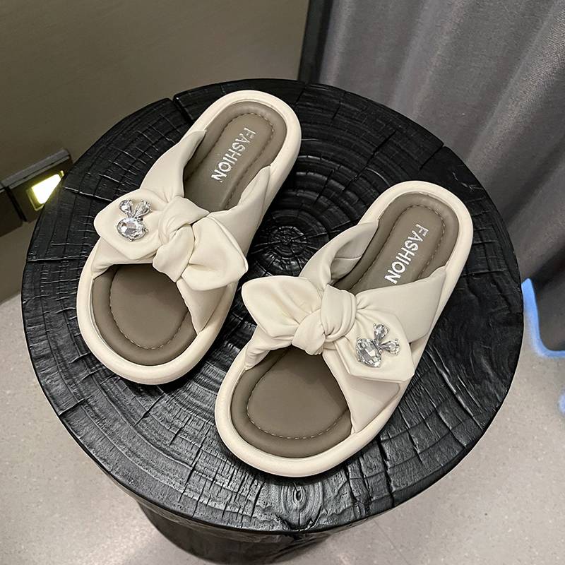 Dép Sandal Đế Dày Đính Nơ Dễ Thương Thời Trang 2023 Cho Nữ