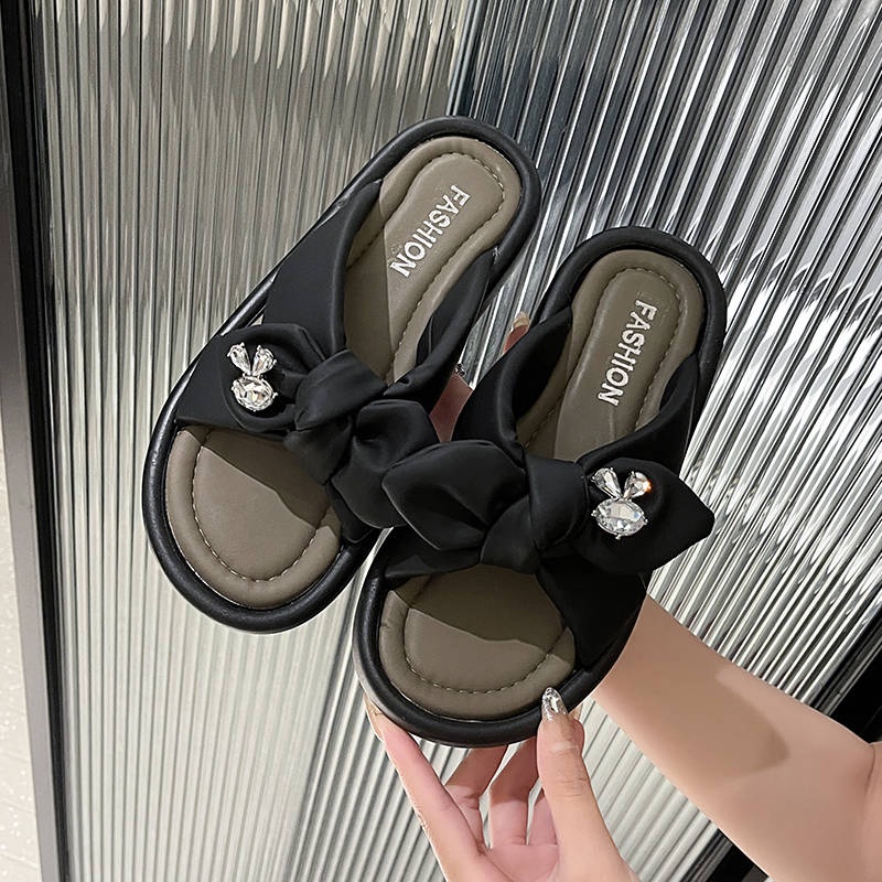 Dép Sandal Đế Dày Đính Nơ Dễ Thương Thời Trang 2023 Cho Nữ