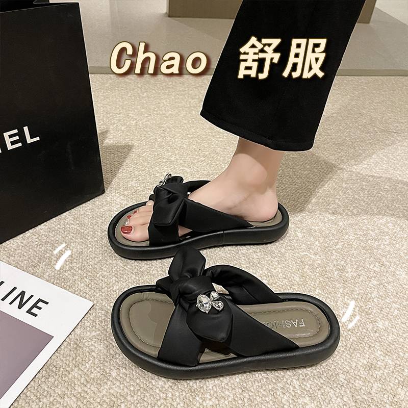 Dép Sandal Đế Dày Đính Nơ Dễ Thương Thời Trang 2023 Cho Nữ