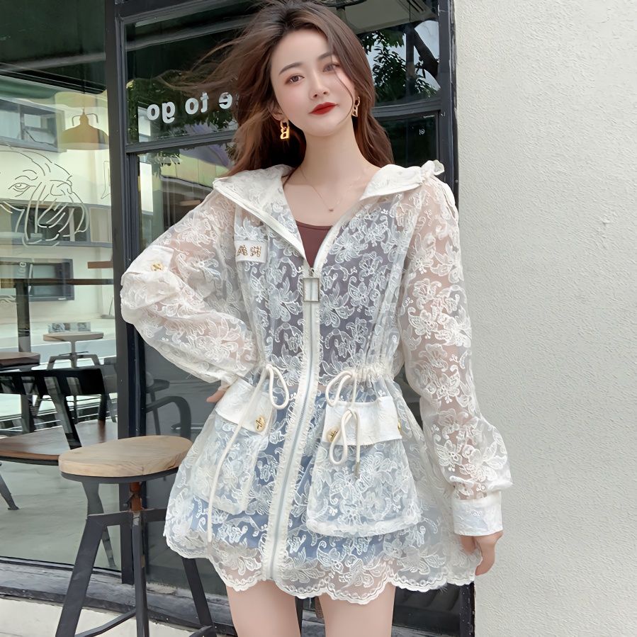 Áo Khoác Cardigan Dây Rút Thêu Họa Tiết Phong Cách Hàn Quốc Thời Trang Mùa Hè Hàng Mới