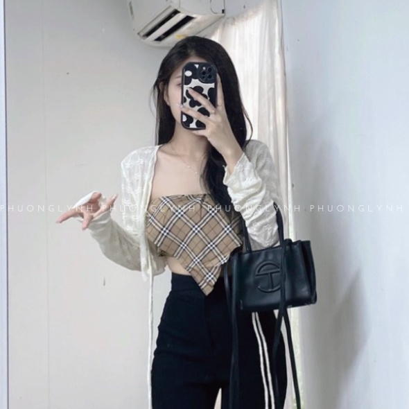 Áo khoác cadigan croptop phối dây cột nơ , áo khoác len mỏng tay dài thêu hoa nổi PLA169-SHOP PHUONG LYNH | BigBuy360 - bigbuy360.vn
