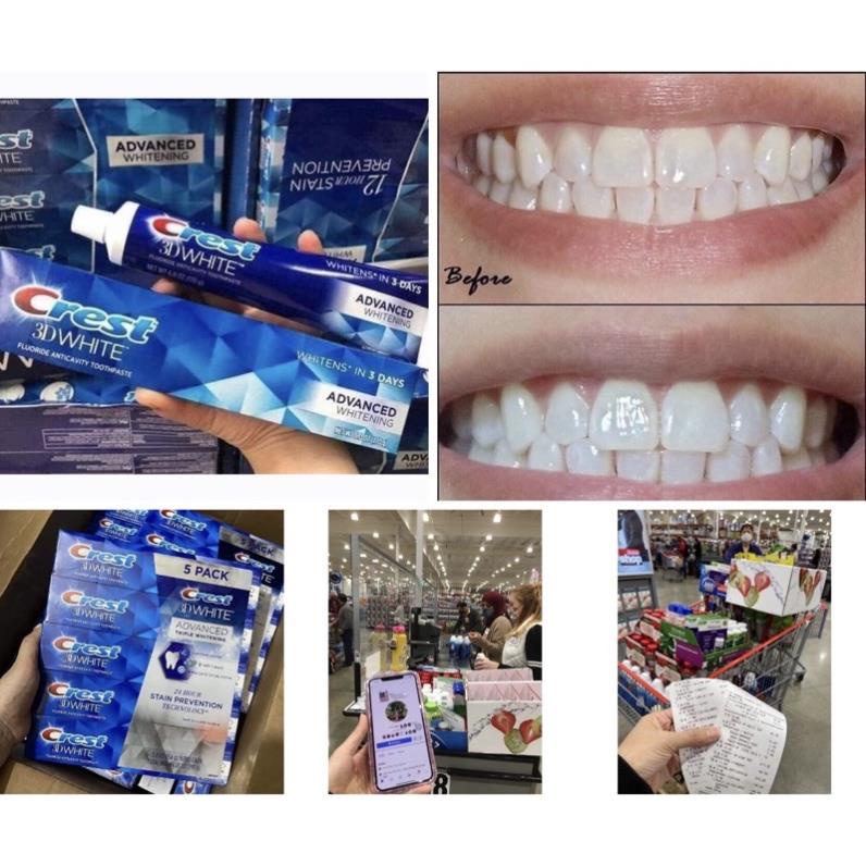 [Hàng Mỹ, Bao Check] Kem Đánh Răng Crest 3D White Advanced Triple Whitening Tuýp To 232G Mỹ [Trắng Răng, Thơm Mát] ..