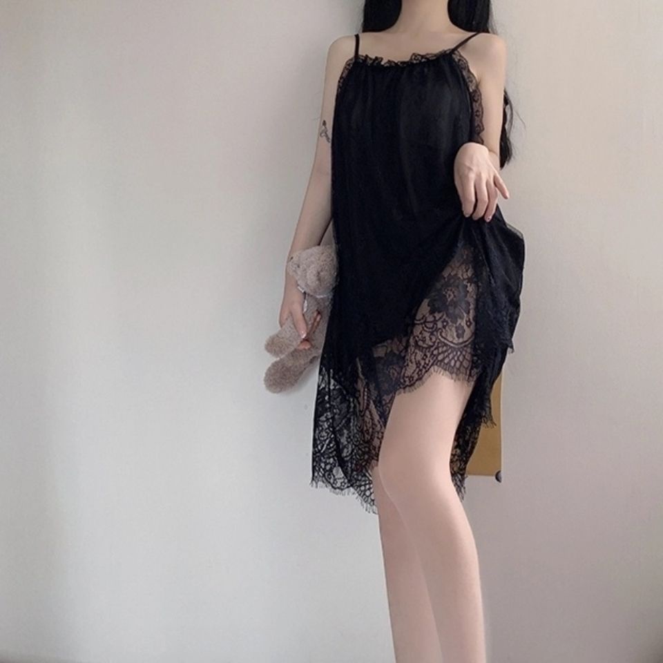 [Hàng Có Sẵn Giao Hàng Nhanh] Đầm Ngủ Hai Dây Phối Ren Mỏng Phong Cách Mùa Hè Bán Chạy Phong Cách Mới Quyến Rũ Cho Nữ