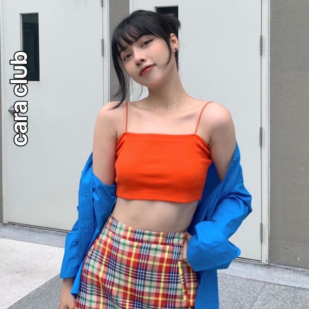 CARA Áo croptop nữ Tube hai dây dáng basic chất thun trơn trẻ trung năng động phù hợp đi dạo phố