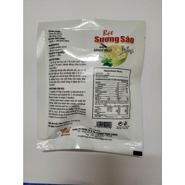 Bột sương sáo trắng 50g, nguyên liệu trà sữa,nước giải khát