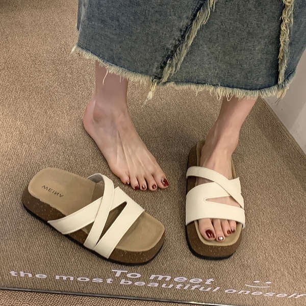 Dép lê đế dày nữ mùa hè thời trang đi bên ngoài