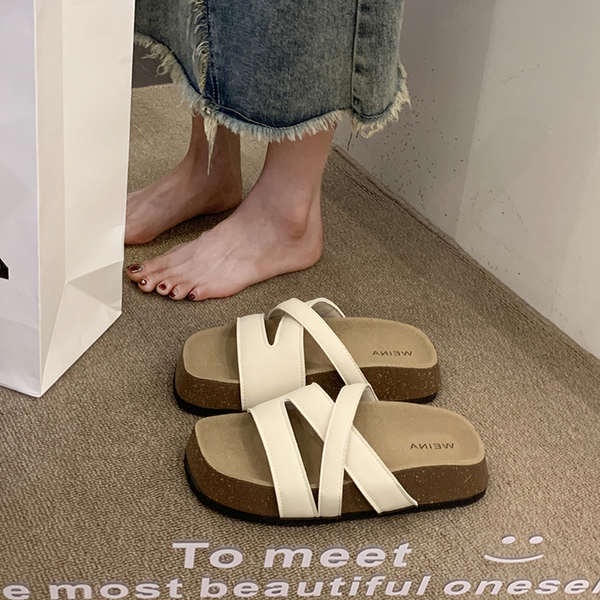 Dép lê đế dày nữ mùa hè thời trang đi bên ngoài