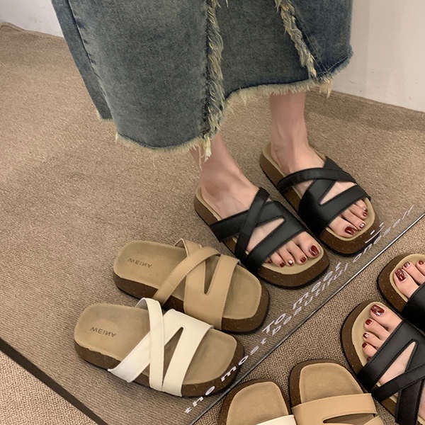 Dép lê đế dày nữ mùa hè thời trang đi bên ngoài