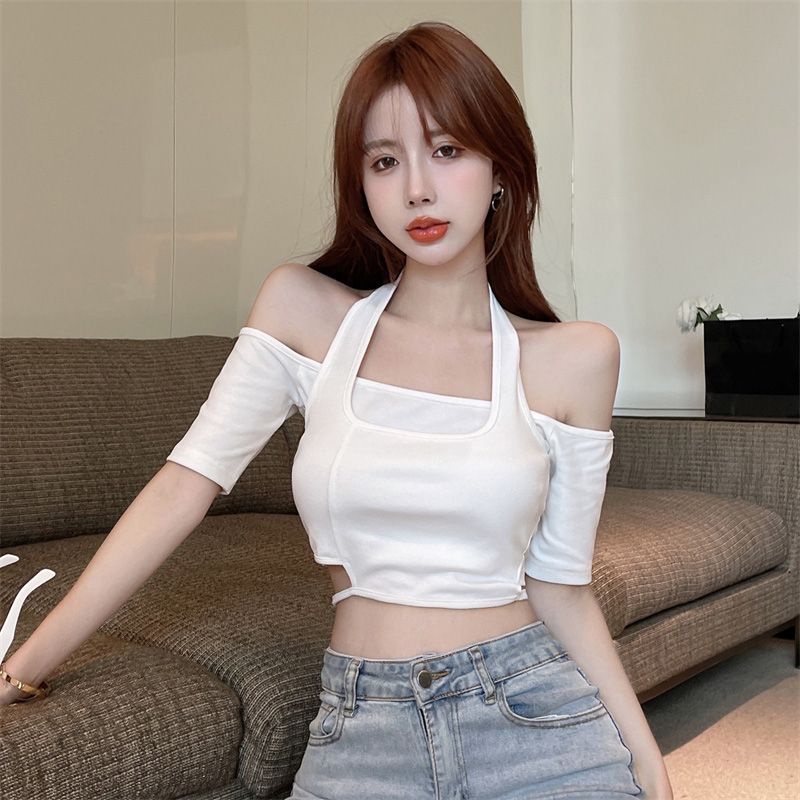 Hàng Mới Về Mới Áo Thun Ngắn Tay Trễ Vai Thời Trang Dành Cho Nữ