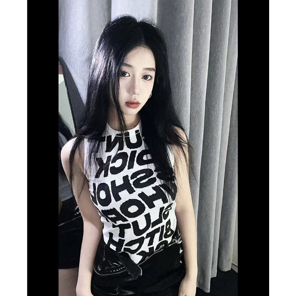 Hàng Mới Về Mới Áo Thun Không Tay In Họa Tiết Phong Cách Quyến Rũ Thanh Lịch Dành Cho Nữ