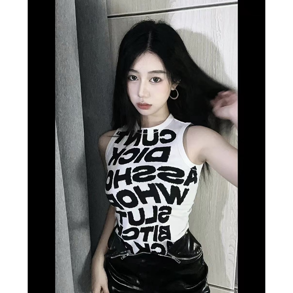 Hàng Mới Về Mới Áo Thun Không Tay In Họa Tiết Phong Cách Quyến Rũ Thanh Lịch Dành Cho Nữ