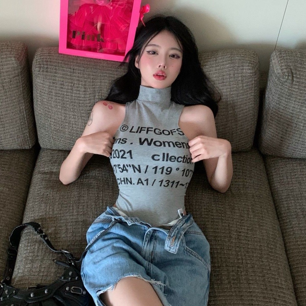 Hàng Mới Về Mới Áo Thun Không Tay Màu Trắng In Họa Tiết Phong Cách Mùa Hè Chất Lượng Cao Cho Nữ