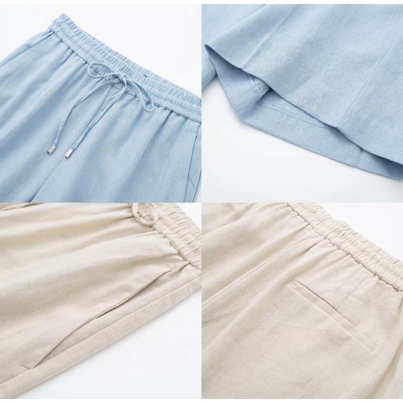 Quần suông linen ống rộng Za.ra thoáng mát dành cho nữ