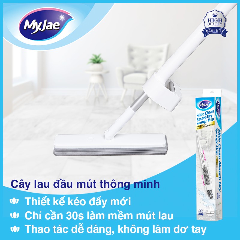 [Voucher 12% - đơn từ 0Đ]Cây Lau Nhà MyJae Đài Loan Dạng Mút Xốp PVA Thông Minh Lau Sàn Siêu Hút Nước