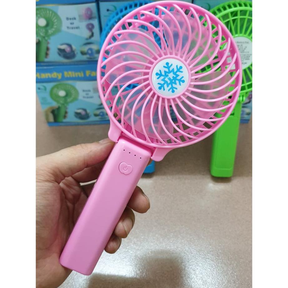 QUẠT MINI CẦM TAY TÍCH ĐIỆN 3 TỐC ĐỘ + PIN + CÁP SẠC + ĐẾ QUẠT. GẬP GỌN. ĐÈN LED. SIÊU MÁT