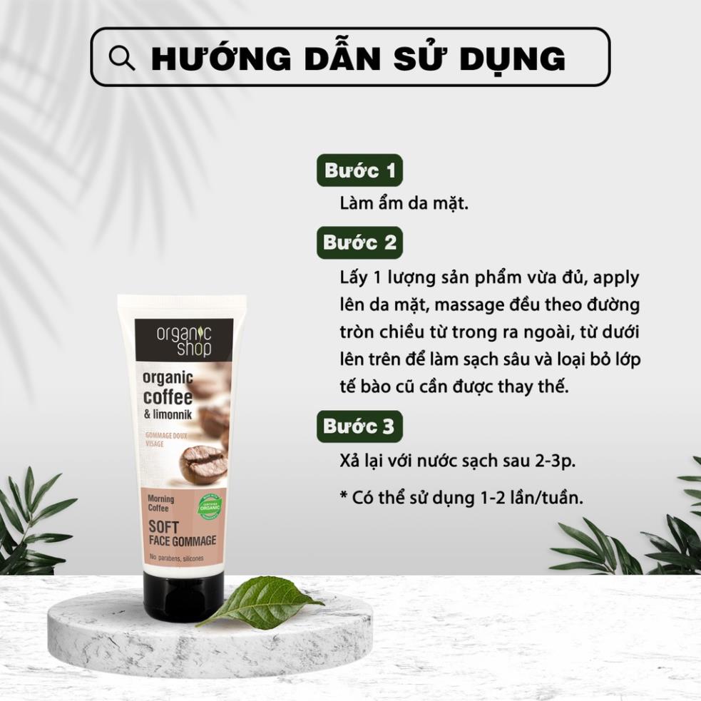 Tẩy da chết mặt Organic cafe, tẩy tế bào chết cà phê nhập khẩu Nga 75ml