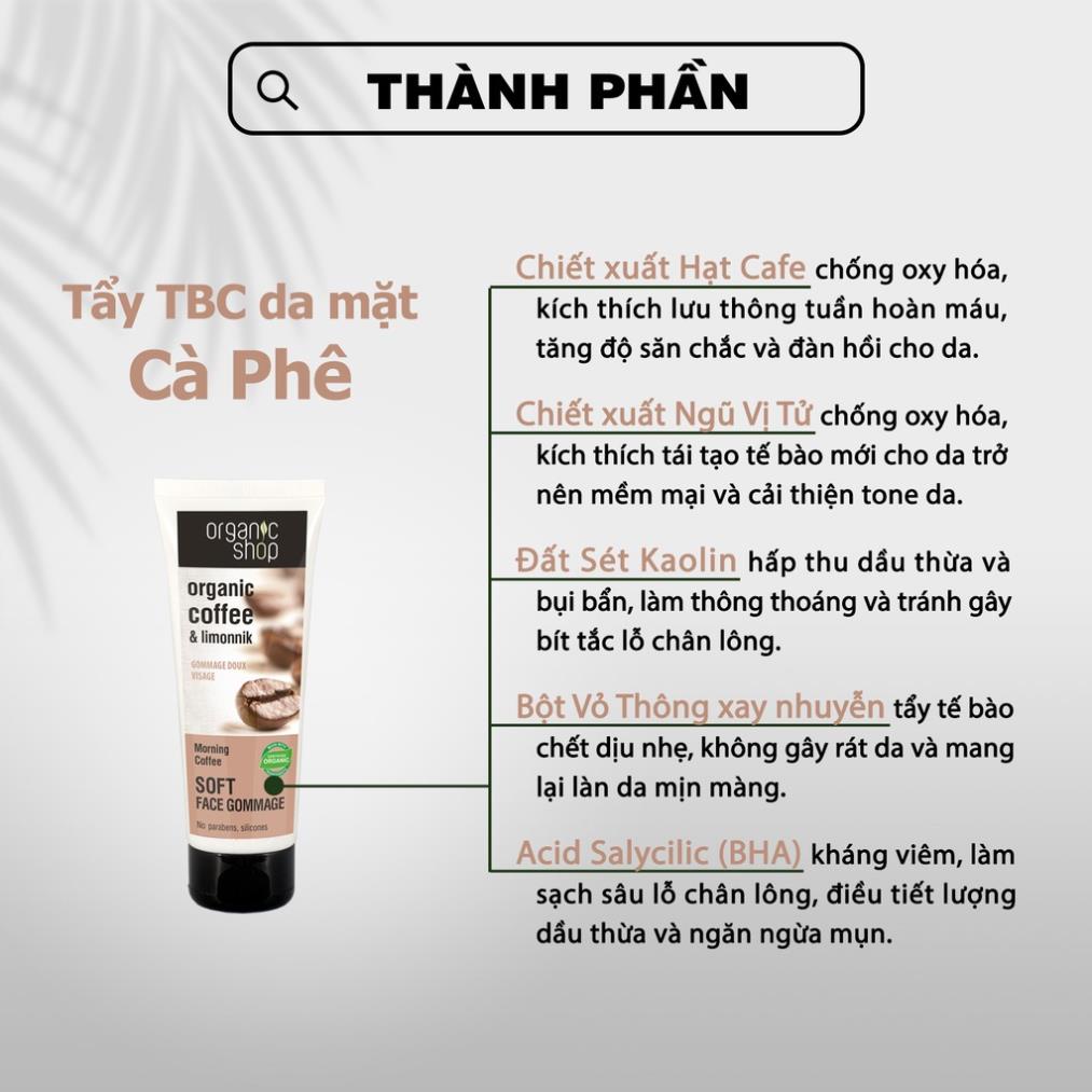 Tẩy da chết mặt Organic cafe, tẩy tế bào chết cà phê nhập khẩu Nga 75ml